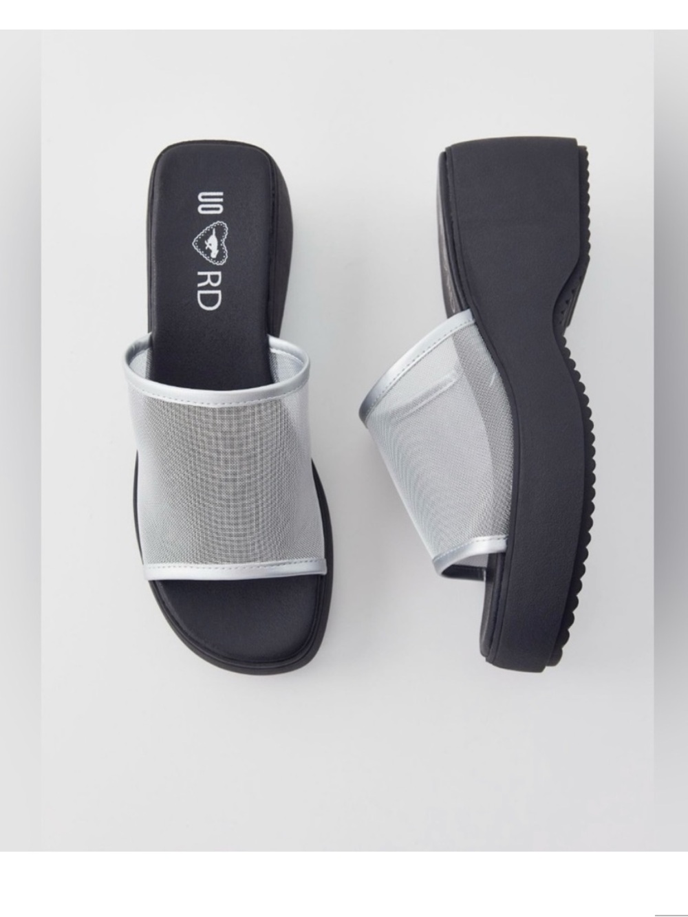 Rocket Dog UO Platform Mesh Slide Sandals in Black and Silver - Picture 7 of 8